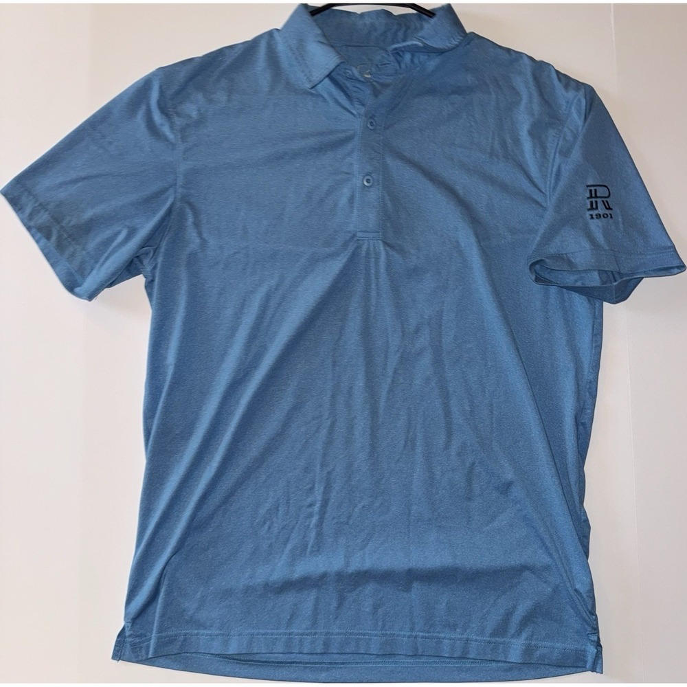 Men's Medium‎ Sun Mountain Thermal Performance Golf Polo Shirt Blue Short Sleeve